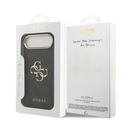 Guess PU Leather 4G Metal Logo Gold Frame Case for iPhone Air / Black