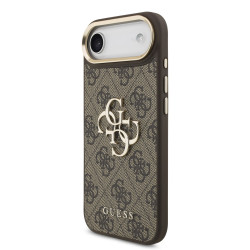 Guess PU Leather 4G Metal Logo Gold Frame Case for iPhone Air / Brown