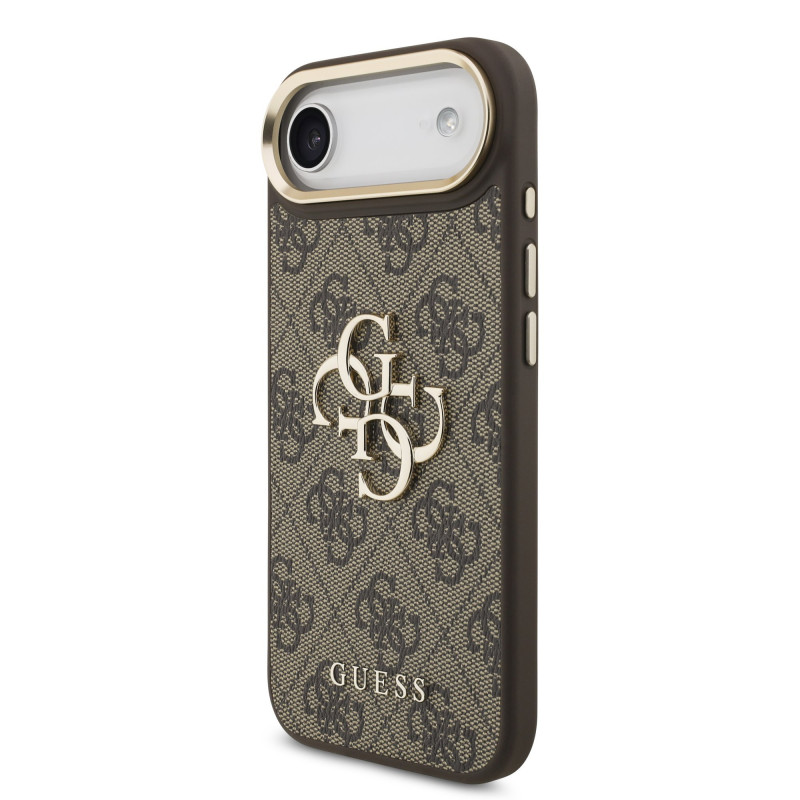 Guess PU Leather 4G Metal Logo Gold Frame Case for iPhone Air / Brown