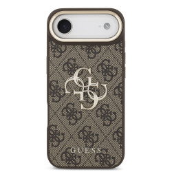 Guess PU Leather 4G Metal Logo Gold Frame Case for iPhone Air / Brown