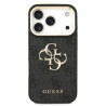 Guess PU Leather 4G Metal Logo Gold Frame Case for iPhone 17 Pro / Black