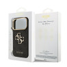 Guess PU Leather 4G Metal Logo Gold Frame Case for iPhone 17 Pro / Black