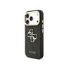 Guess PU Leather 4G Metal Logo Gold Frame Case for iPhone 17 Pro / Black