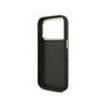 Guess PU Leather 4G Metal Logo Gold Frame Case for iPhone 17 Pro / Black
