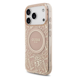 Guess IML Flowers Allover Strap MagSafe Case for iPhone 17 Pro / Pink