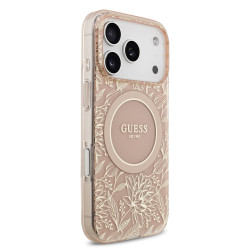 Guess IML Flowers Allover Strap MagSafe Case for iPhone 17 Pro / Pink