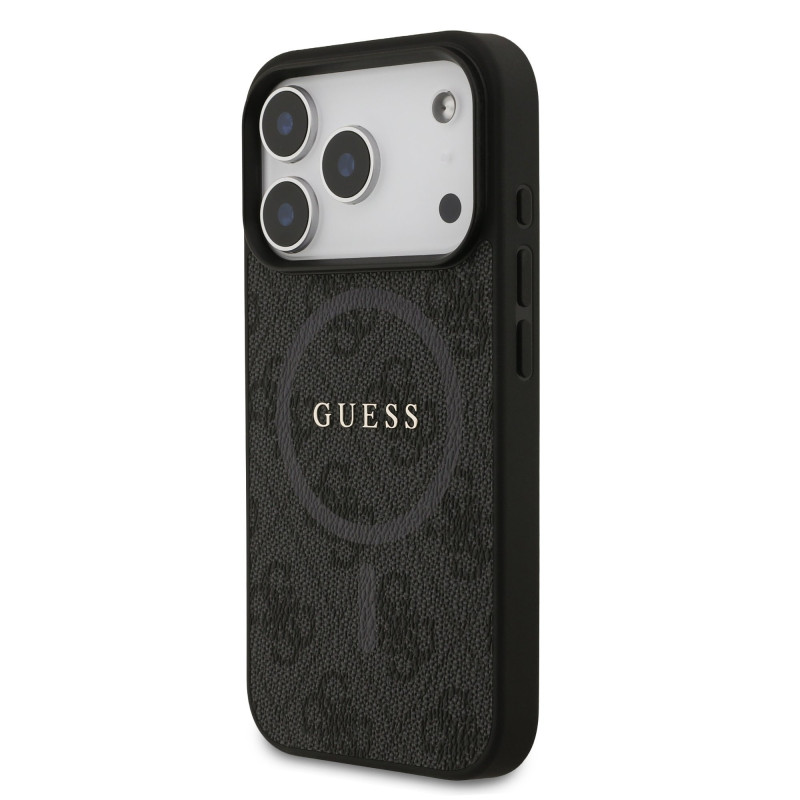 Guess PU Leather 4G Colored Ring MagSafe Case for iPhone 17 Pro / Black
