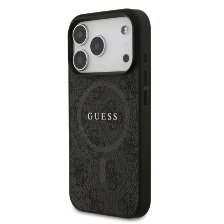 Guess PU Leather 4G Colored Ring MagSafe Case for iPhone 17 Pro / Black