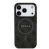 Guess PU Leather 4G Colored Ring MagSafe Case for iPhone 17 Pro / Black