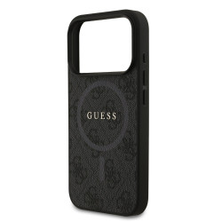 Guess PU Leather 4G Colored Ring MagSafe Case for iPhone 17 Pro / Black