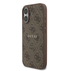 Guess PU Leather 4G Colored Ring MagSafe Case for iPhone 17 / Brown