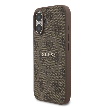 Guess PU Leather 4G Colored Ring MagSafe Case for iPhone 17 / Brown