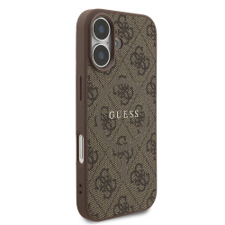 Guess PU Leather 4G Colored Ring MagSafe Case for iPhone 17 / Brown