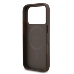 Guess PU Leather 4G Colored Ring MagSafe Case for iPhone 17 Pro / Brown