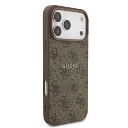 Guess PU Leather 4G Colored Ring MagSafe Case for iPhone 17 Pro Max / Brown