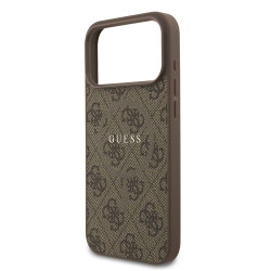 Guess PU Leather 4G Colored Ring MagSafe Case for iPhone 17 Pro Max / Brown