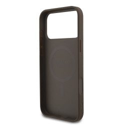 Guess PU Leather 4G Colored Ring MagSafe Case for iPhone 17 Pro Max / Brown