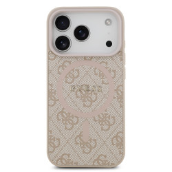 Guess PU Leather 4G Colored Ring MagSafe Case for iPhone 17 Pro / Pink