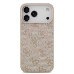 Guess PU Leather 4G Colored Ring MagSafe Case for iPhone 17 Pro Max / Pink