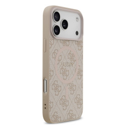 Guess PU Leather 4G Colored Ring MagSafe Case for iPhone 17 Pro Max / Pink