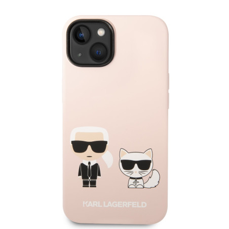Karl Lagerfeld MagSafe Compatible Liquid Silicone Karl and Choupette Case for iPhone 14 Plus / pink