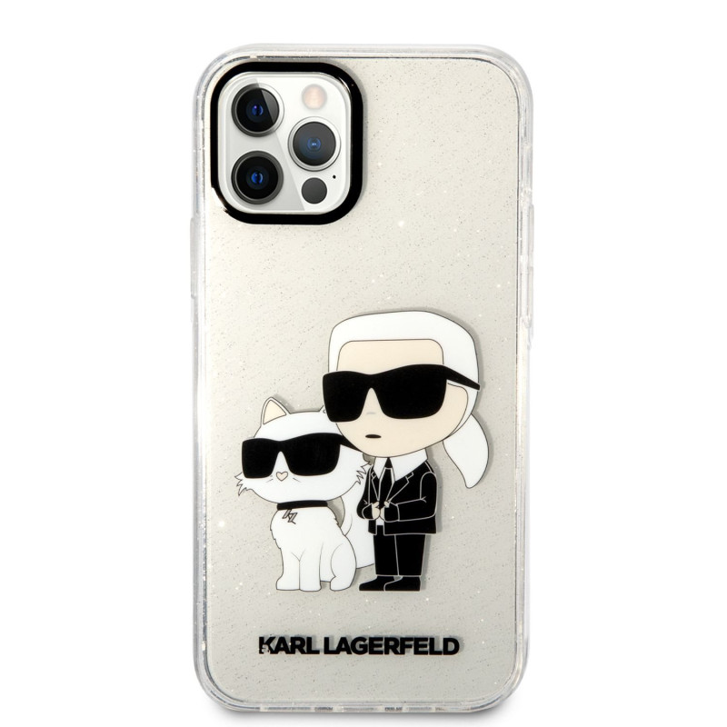 Karl Lagerfeld IML Glitter Karl and Choupette NFT Case for iPhone 12/12 Pro / transparent