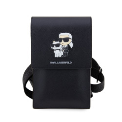 Karl Lagerfeld Saffiano Metal Logo NFT Wallet Phone Bag / black