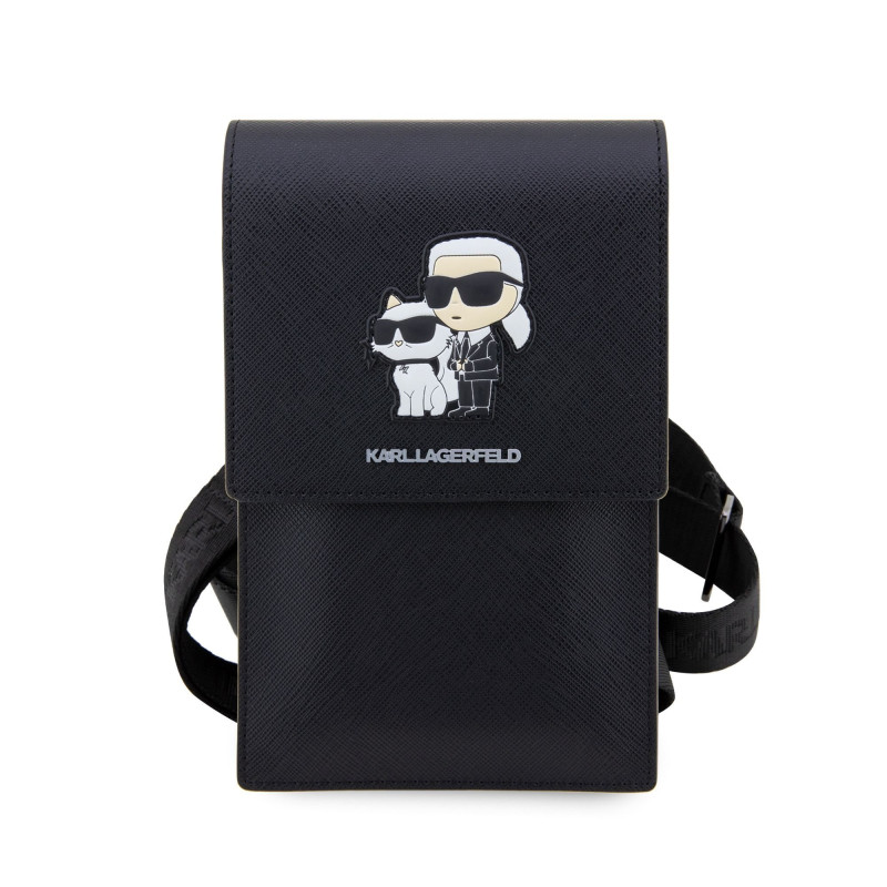 Karl Lagerfeld Saffiano Metal Logo NFT Wallet Phone Bag / black