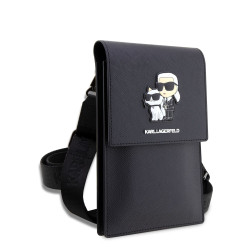 Karl Lagerfeld Saffiano Metal Logo NFT Wallet Phone Bag / black