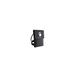 Karl Lagerfeld Saffiano Monogram Choupette NFT Wallet Phone Bag / black