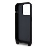 Karl Lagerfeld Saffiano Karl and Choupette Crossbody Case with Metal Strap for iPhone 15 Pro / black