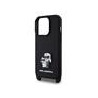 Karl Lagerfeld Saffiano Karl and Choupette Crossbody Case with Metal Strap for iPhone 15 Pro / black