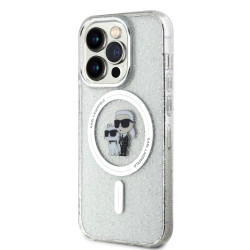 Karl Lagerfeld IML Glitter Karl and Choupette MagSafe Case for iPhone 15 Pro / Transparent