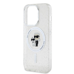 Karl Lagerfeld IML Glitter Karl and Choupette MagSafe Case for iPhone 15 Pro / Transparent