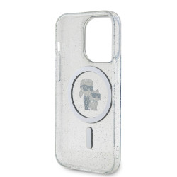 Karl Lagerfeld IML Glitter Karl and Choupette MagSafe Case for iPhone 15 Pro / Transparent