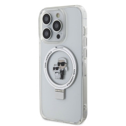 Karl Lagerfeld Ringstand Karl and Choupette MagSafe Case for iPhone 15 Pro Max / white