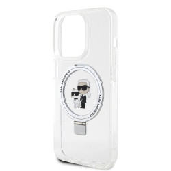 Karl Lagerfeld Ringstand Karl and Choupette MagSafe Case for iPhone 15 Pro Max / white