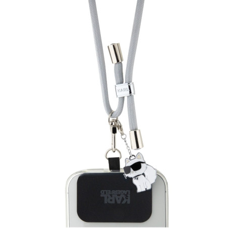 Karl Lagerfeld Universal Crossbody Strap Cord and Choupette Pins / grey