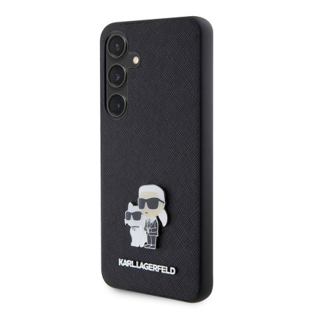 Karl Lagerfeld PU Saffiano Metal Karl and Choupette Case for Samsung Galaxy S24 / black