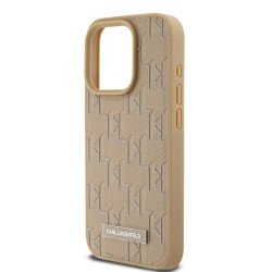 Karl Lagerfeld PU Monogram Metal Logo MagSafe Case for iPhone 14 Pro Max / Beige
