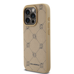 Karl Lagerfeld PU Karl Heads Pattern MagSafe Case for iPhone 15 Pro / Beige