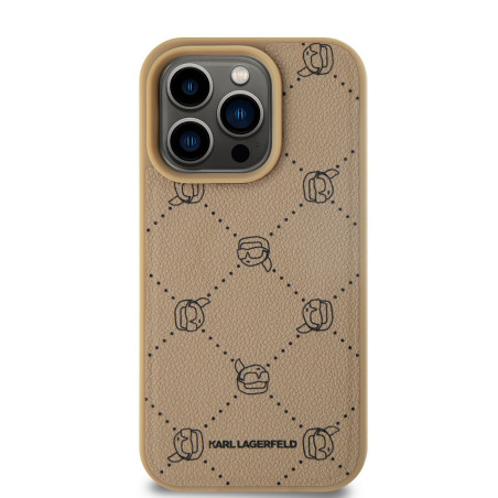 Karl Lagerfeld PU Karl Heads Pattern MagSafe Case for iPhone 15 Pro Max / beige