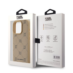 Karl Lagerfeld PU Karl Heads Pattern MagSafe Case for iPhone 15 Pro Max / beige