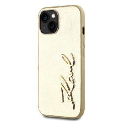 Karl Lagerfeld Wrinkled PU Signature Logo Case for iPhone 15 / Gold