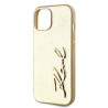 Karl Lagerfeld Wrinkled PU Signature Logo Case for iPhone 15 / Gold