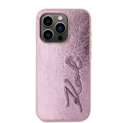 Karl Lagerfeld Wrinkled PU Signature Logo Case for iPhone 15 Pro Max / pink