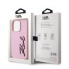 Karl Lagerfeld Wrinkled PU Signature Logo Case for iPhone 15 Pro Max / pink