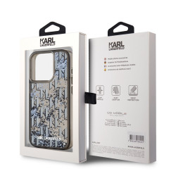 Karl Lagerfeld Liquid Glitter Monogram Gradient Case for iPhone 15 Pro / Black