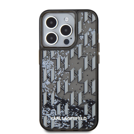 Karl Lagerfeld Liquid Glitter Monogram Gradient Case for iPhone 15 Pro Max / Black