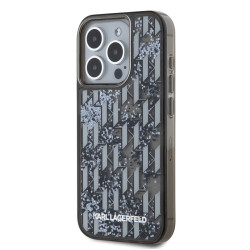 Karl Lagerfeld Liquid Glitter Monogram Gradient Case for iPhone 15 Pro Max / Black
